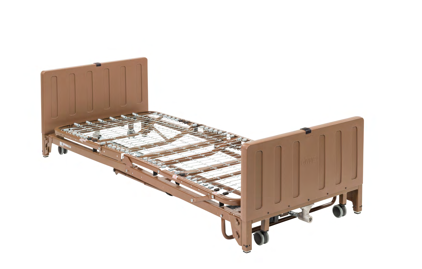 Drive Medical15005LP full electric low-height hospital bed frame, shown without a mattress or side rails.